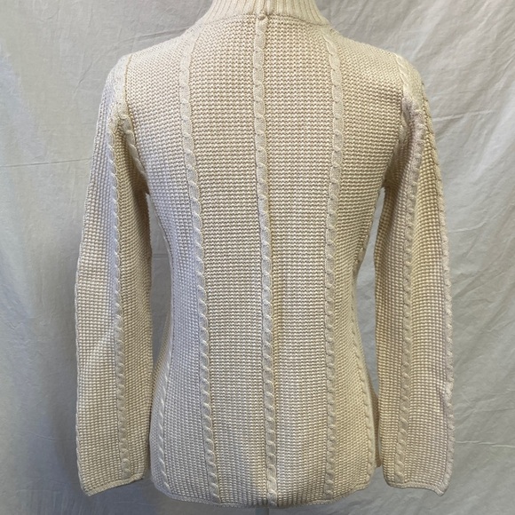 Women's Cotton Fisherman Cream Sweater - Picture 3 of 7